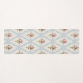 Roze Victoriaans Rozen met blauw lintrooster Yogamat (Voorkant (horizontaal))