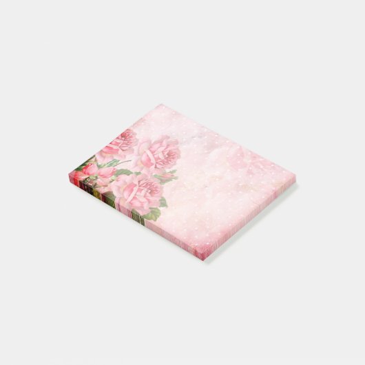 Roze Victoriaans Rozen notebookblok Post-it® Notes (Schuin)