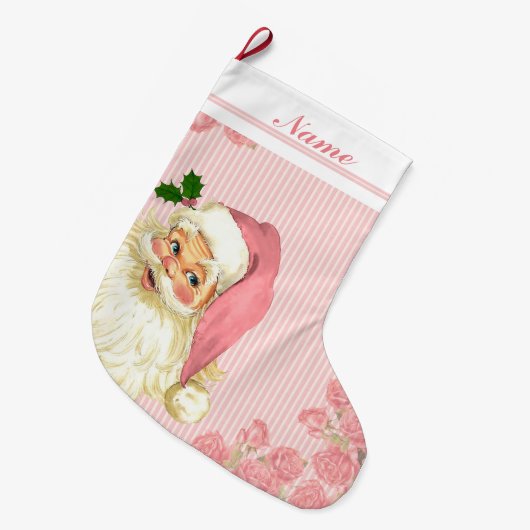 Roze Victoriaans Rozen van de kerstman Grote Kerstsok (Voorkant (Hangend))