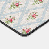 Roze Victoriaans Rozen w/Blue Lintrooster/Naam Bureaumat (Hoek)