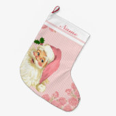 Roze  Victoriaans Sinterklaas Rozen Grote Kerstsok (Voorkant (Hangend))