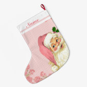 Roze  Victoriaans Sinterklaas Rozen Grote Kerstsok (Achterkant (Hangend))