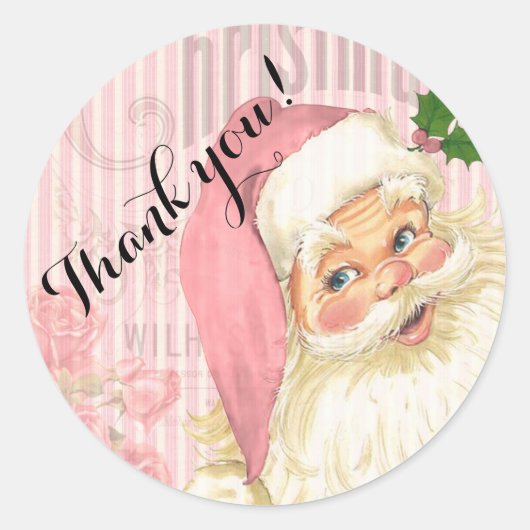 Roze  Victoriaans Sinterklaas Rozen Ronde Sticker (Voorkant)