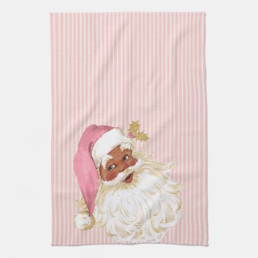 Roze Victoriaans Sinterklaas van Kleur Theedoek (Verticaal)