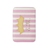 Roze Victoriaans Stripes Gebouwde Monogram Prinses Badmat (Voorkant Verticaal)