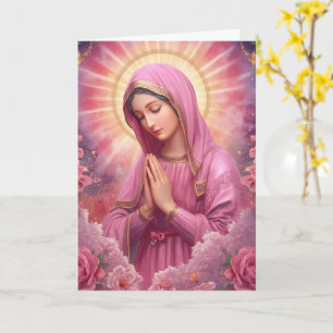 Roze VIerge Maria-herdenkingskaart Kaart