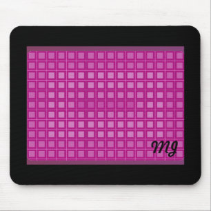 Roze vierkant patroon met initialen muismat
