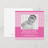 Roze vierkant Pattern Geboorteaankondiging Aankondiging (Voorkant / Achterkant)