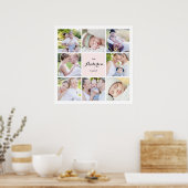 Roze vierkant Poster fotocollage (Keuken)