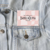 Roze vierkante bruiloft button (Insitu)