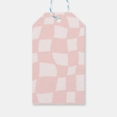 Roze vierkante bruiloft cadeaulabel (Achterkant)