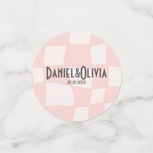 Roze vierkante bruiloft confetti (Kleine voorkant)