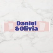 Roze vierkante bruiloft waterfles etiket (Enkel label)