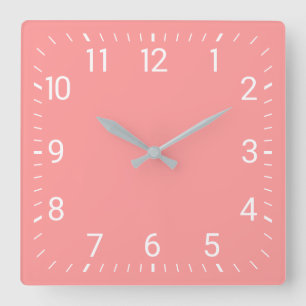 Roze vierkante wandklok klok