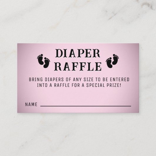 Roze Vignette Voetafdruk Luier Raffle Baby shower Informatiekaartje (Voorkant)