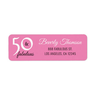 Roze, vijftig en Fabulous 50th Birthday Script Etiket