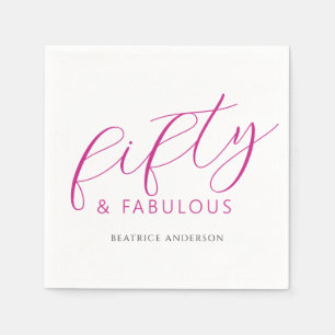 Roze Vijftig en Fantastisch 50ste Verjaardagsfeest Servet