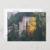Roze Villa in Herfst Briefkaart (Voorkant / Achterkant)