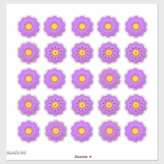  roze vilten look bloemen sticker (Vel)