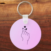 Roze vinger hartkeyketen sleutelhanger (Voorkant)