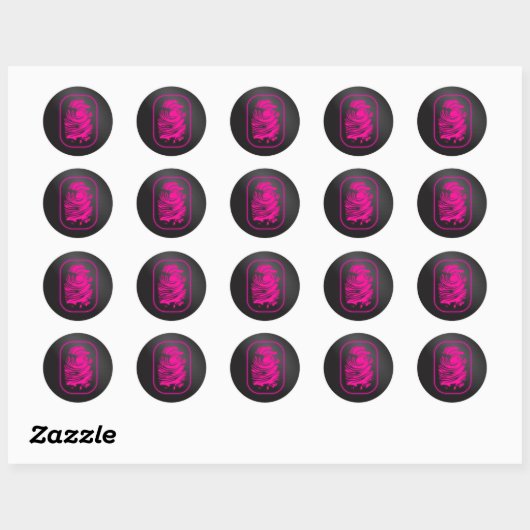 Roze vingerafdruk ronde sticker (Vel)