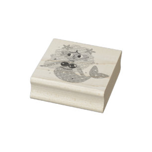Roze vinnen zeemeermin rubberstempel
