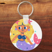 Roze vinnen zeemeermin sleutelhanger (Voorkant)