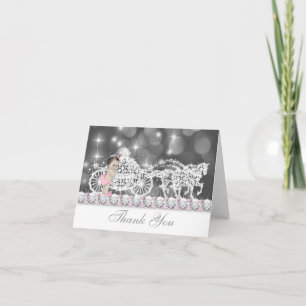 Roze Vintage Baby Shower Bedankkaartjes voor Meisj Bedankkaart