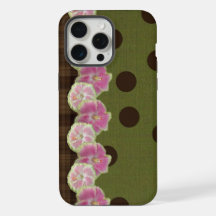 Roze Vintage Bloem Streep Olijfgroene Stippen Hoes