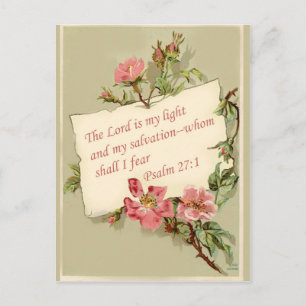 Roze Vintage Bloemen Bijbelvers Ansichtkaart Briefkaart