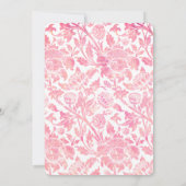 Roze vintage bloemen blanke uitnodiging template (Achterkant)