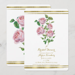 Roze Vintage Bloemen Botanische Gouden Bruidsdouch Kaart