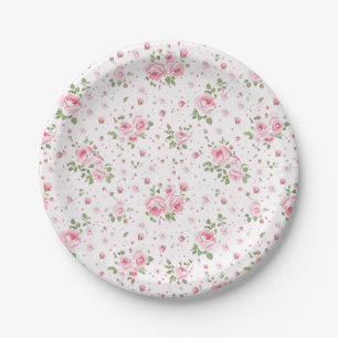 Roze Vintage Bloemen Papieren Borden Bordje