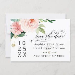 Roze Vintage Bloemen Trouw Calligrafie Save The Date