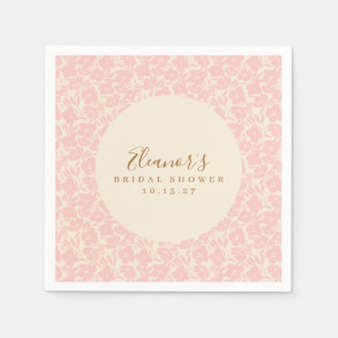 Roze Vintage Bloemrijke Script Bruiloft Aangepast Servet