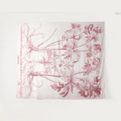 Roze Vintage Botanische Kunst Wandkleed (Voorkant (horizontaal))