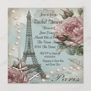 Roze vintage bruiloft uitnodigingen voor Paris