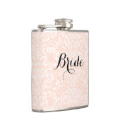 Roze Vintage Damast Bruid Fles Heupfles (Rechts)