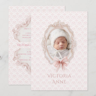 Roze Vintage Elegante Geboorteaankondiging Baby Me Kaart
