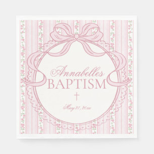 Roze Vintage Fancy Bloemendecoratie voor de Doop T Servet