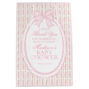 Roze Vintage Fancy Bloemige Baby Borrel Favors Medium Cadeauzakje