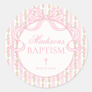 Roze Vintage Fancy Bloemige Doop Envelope Zegel