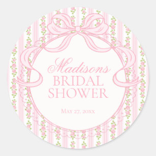 Roze Vintage Fancy Bloemrijke Trouwfeest Stempel Ronde Sticker