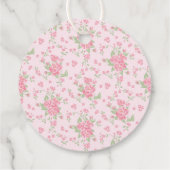 Roze Vintage Fantasie Bloemen Baby Borrel Cirkel Bedankjes Labels (Achterkant)