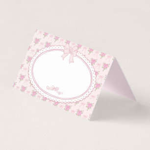 Roze Vintage Fantasie Bloemen Placecard Tafel Deco Kaart