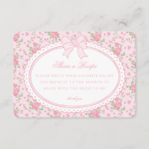 Roze Vintage Fantasie Bloemige Deel Recept Informatiekaartje