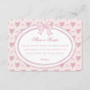 Roze Vintage Fantasie Bloemige Deel Recept Informatiekaartje