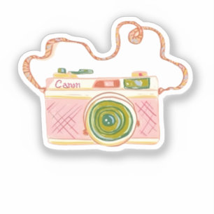 Roze Vintage Filmcamera Sticker