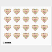 Roze Vintage Floral Hart Sticker (Vel)