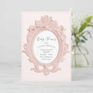 Roze Vintage Frame Baby Shower Kaart